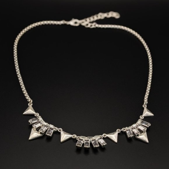 Geometric Statement Necklace with Arrowheads and Crystal Rhinestones - Picture 6 of 7